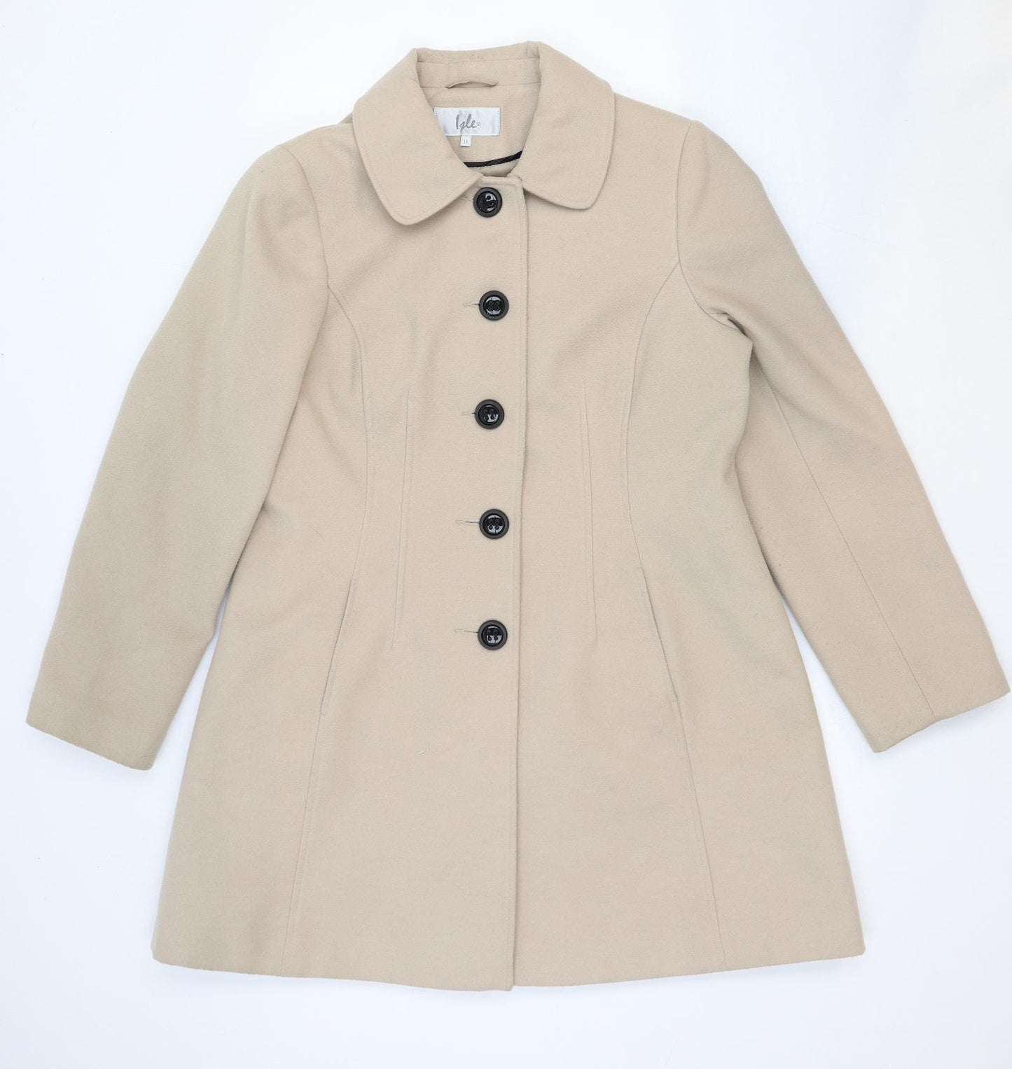 Isle Womens Beige Pea Coat Coat Size 18 Button