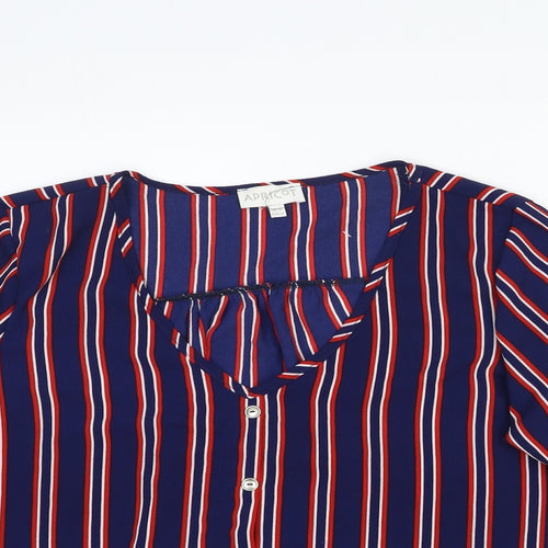 Apricot Womens Multicoloured Striped Viscose Basic Button-Up Size 12 V-Neck - Knot Front