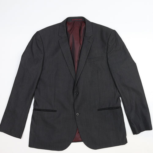 NEXT Mens Grey Striped Cotton Jacket Suit Jacket Size 44 Regular