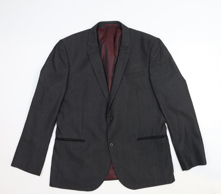NEXT Mens Grey Striped Cotton Jacket Suit Jacket Size 44 Regular