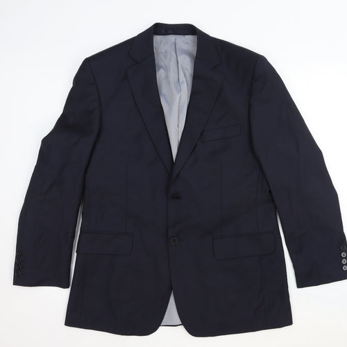 Stvdio Mens Blue Wool Jacket Suit Jacket Size 40 Regular