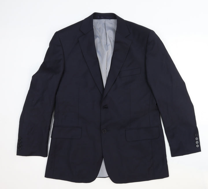 Stvdio Mens Blue Wool Jacket Suit Jacket Size 40 Regular