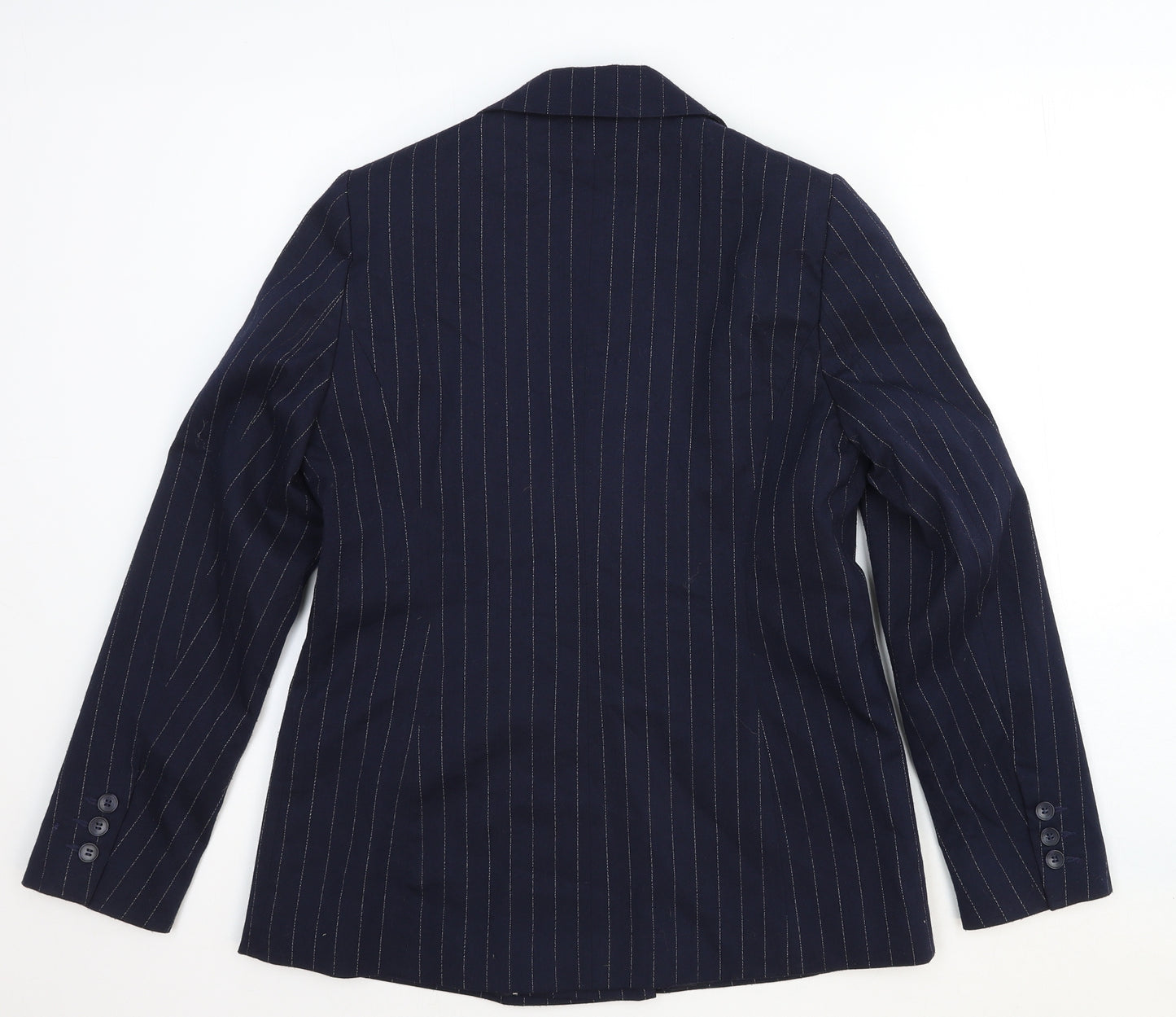 Marks and Spencer Womens Blue Pinstripe Wool Jacket Suit Jacket Size 14