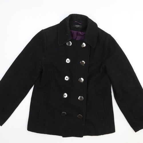 Savida Womens Black Pea Coat Coat Size 10 Button