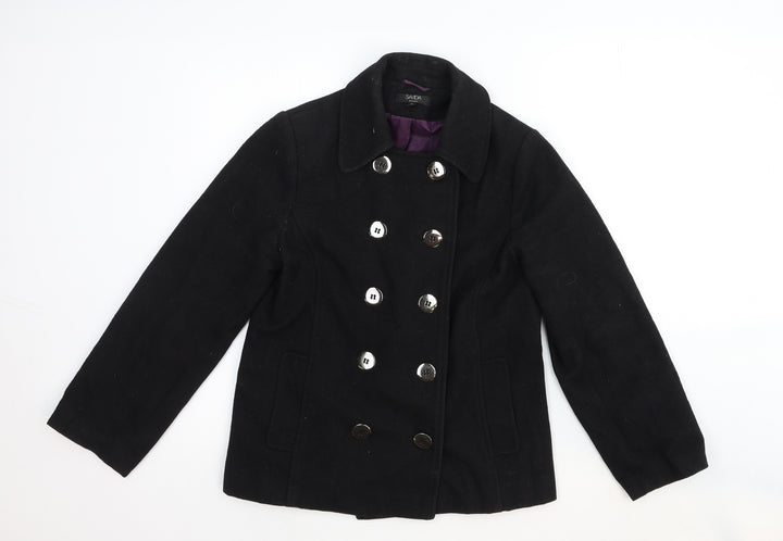 Savida Womens Black Pea Coat Coat Size 10 Button