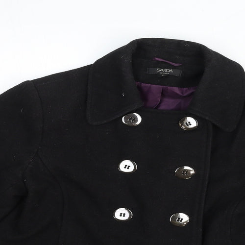 Savida Womens Black Pea Coat Coat Size 10 Button