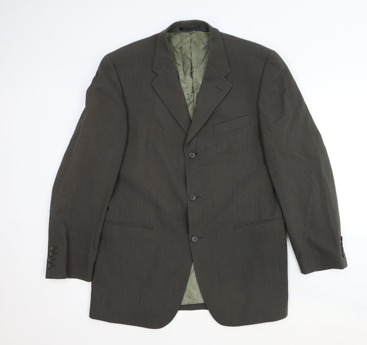 Van Kollem Mens Green Wool Jacket Suit Jacket Size 44 Regular