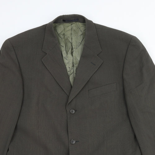 Van Kollem Mens Green Wool Jacket Suit Jacket Size 44 Regular