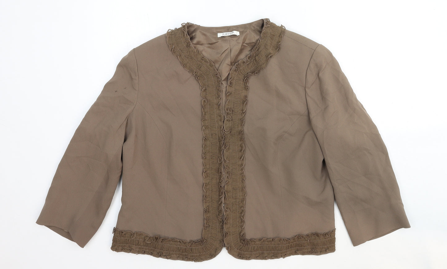 Platinum Womens Brown Herringbone Viscose Jacket Blazer Size 18