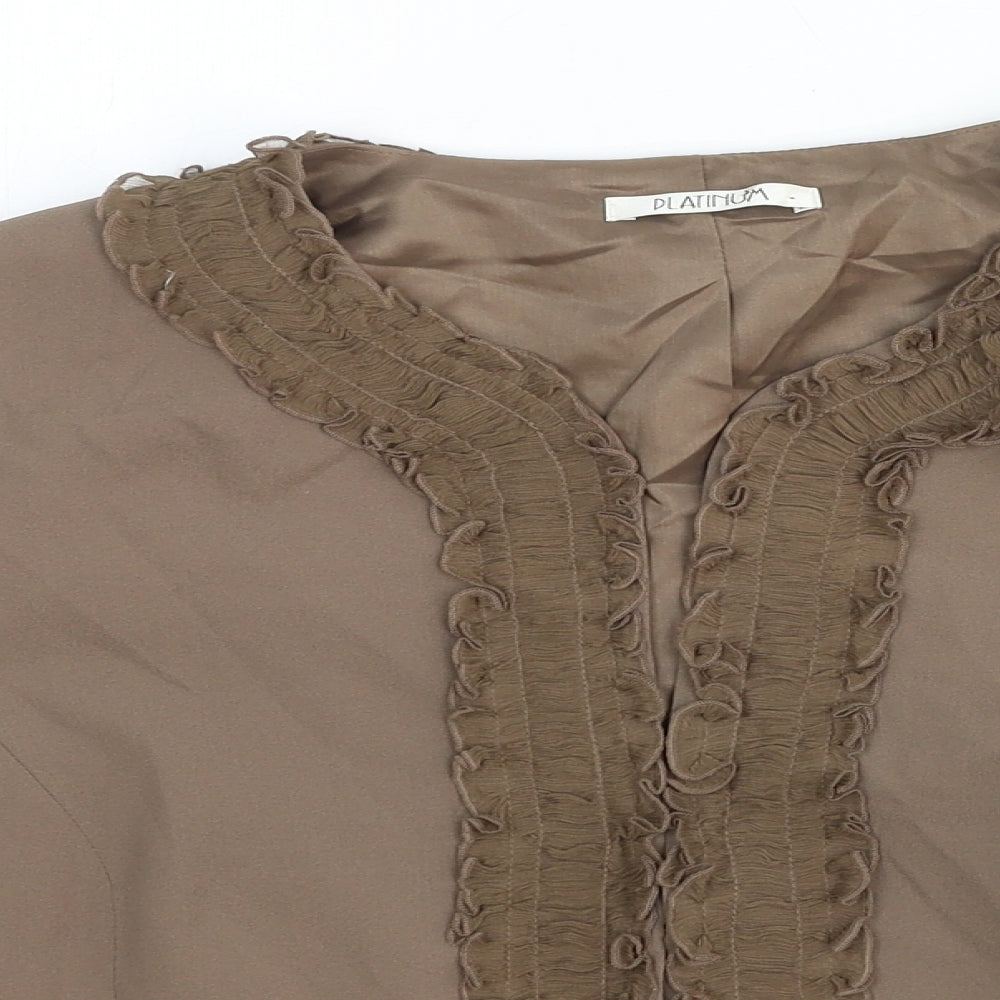 Platinum Womens Brown Herringbone Viscose Jacket Blazer Size 18