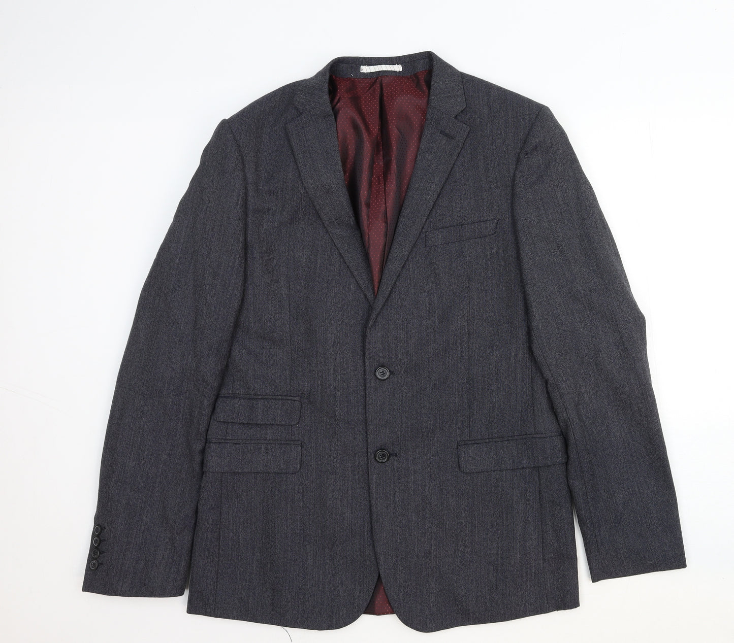 One Six Five Mens Grey Wool Jacket Suit Jacket Size 40 Regular