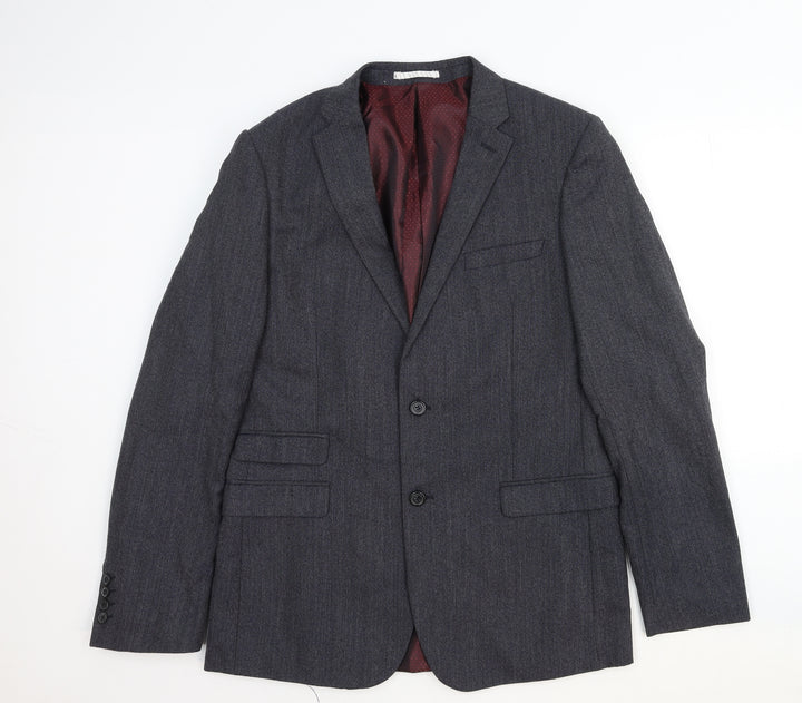 One Six Five Mens Grey Wool Jacket Suit Jacket Size 40 Regular