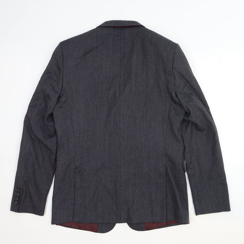 One Six Five Mens Grey Wool Jacket Suit Jacket Size 40 Regular