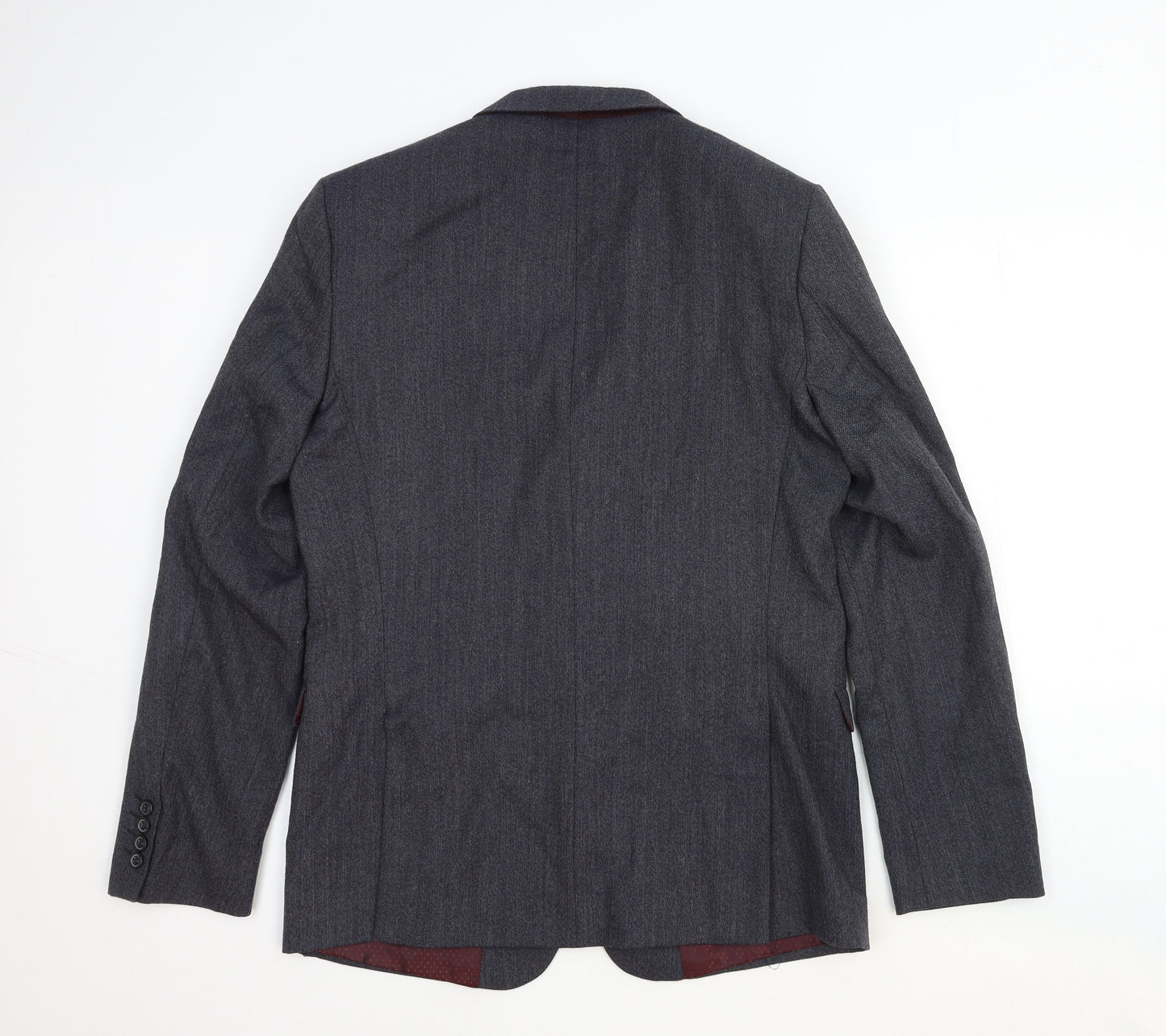 One Six Five Mens Grey Wool Jacket Suit Jacket Size 40 Regular
