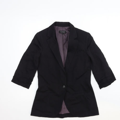 Topshop Womens Black Wool Jacket Blazer Size 6