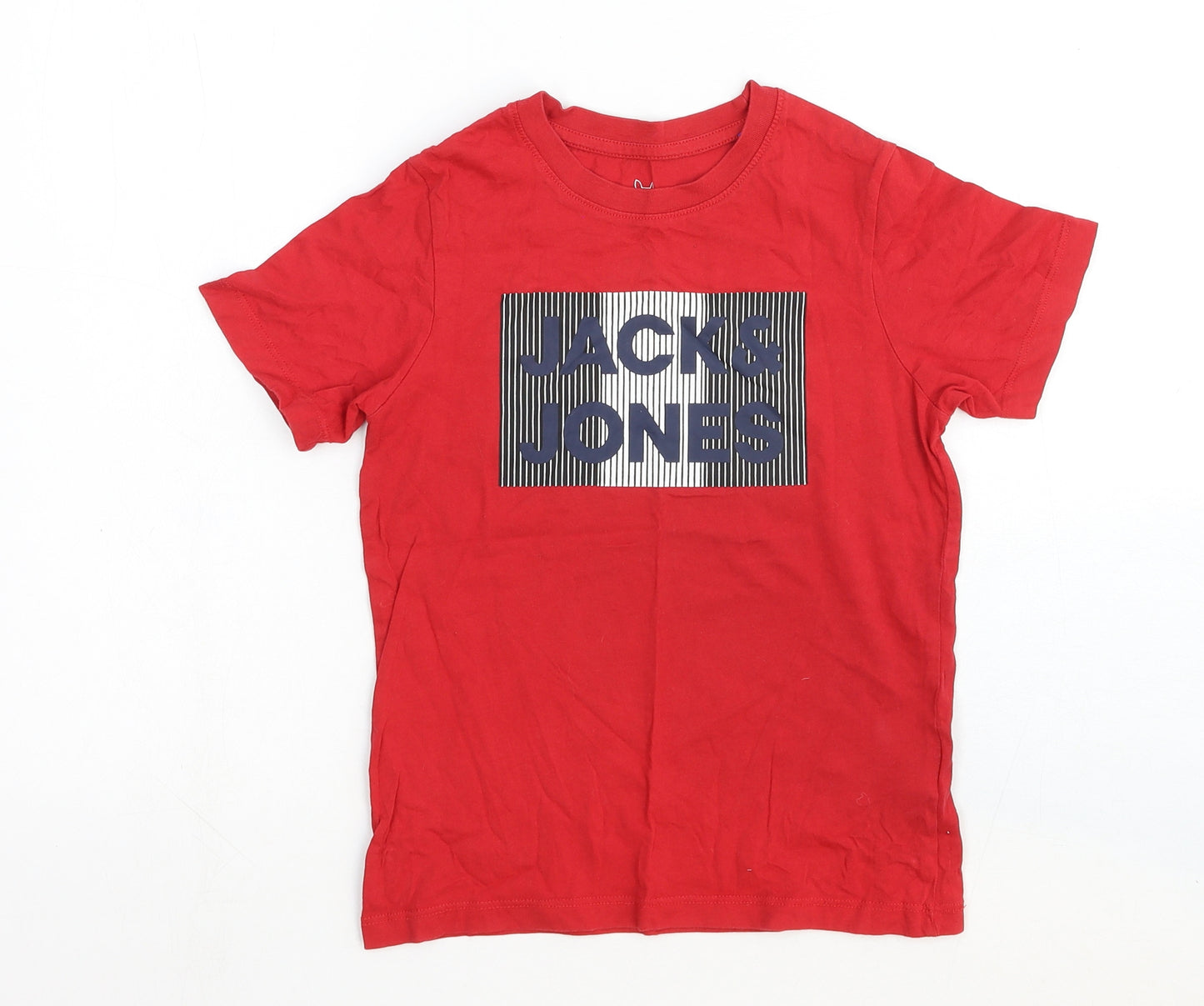 JACK & JONES Boys Red Cotton Basic T-Shirt Size 10 Years Crew Neck Pullover
