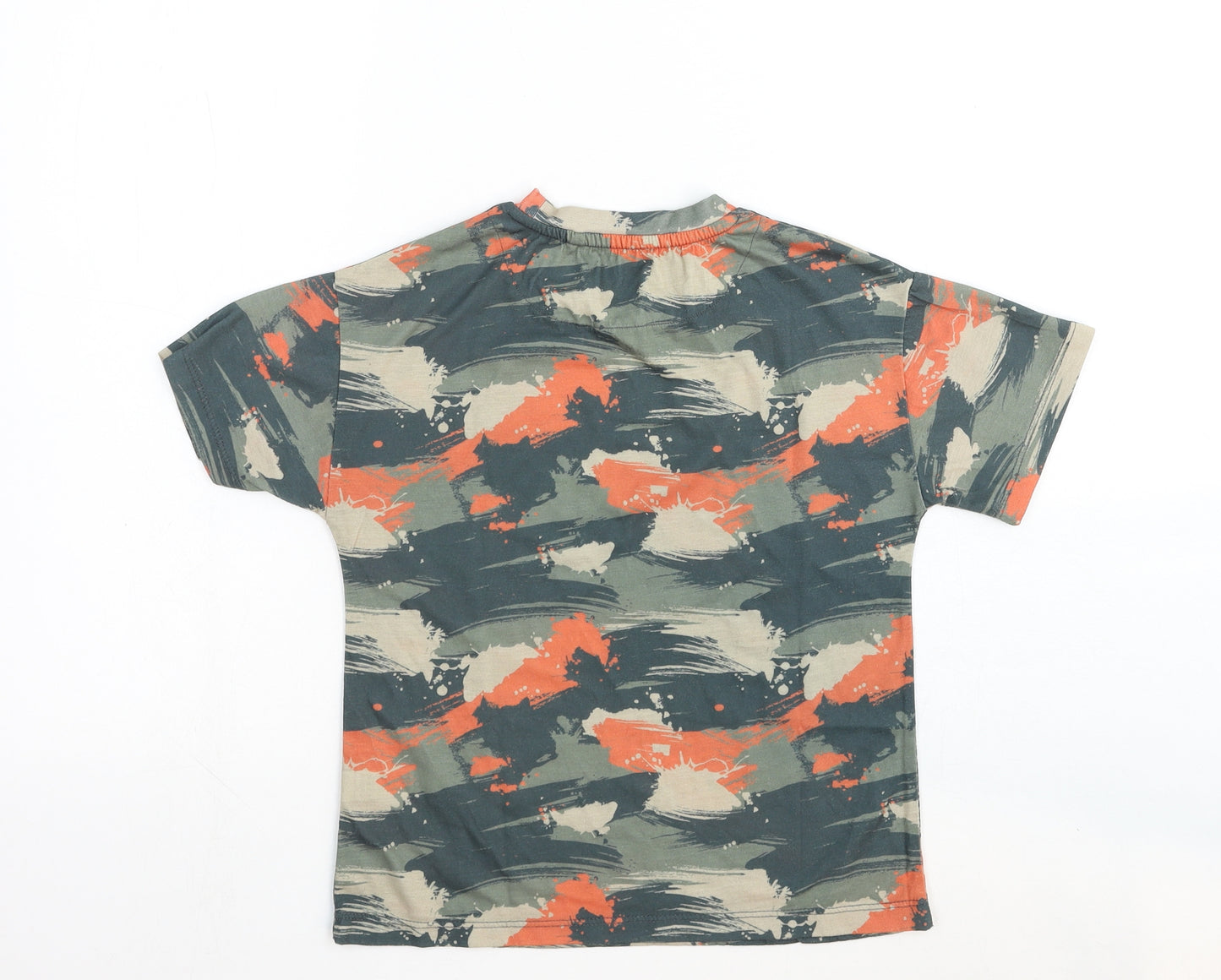 TU Boys Multicoloured Geometric Cotton Basic T-Shirt Size 9 Years Crew Neck Pullover - Smiley Face