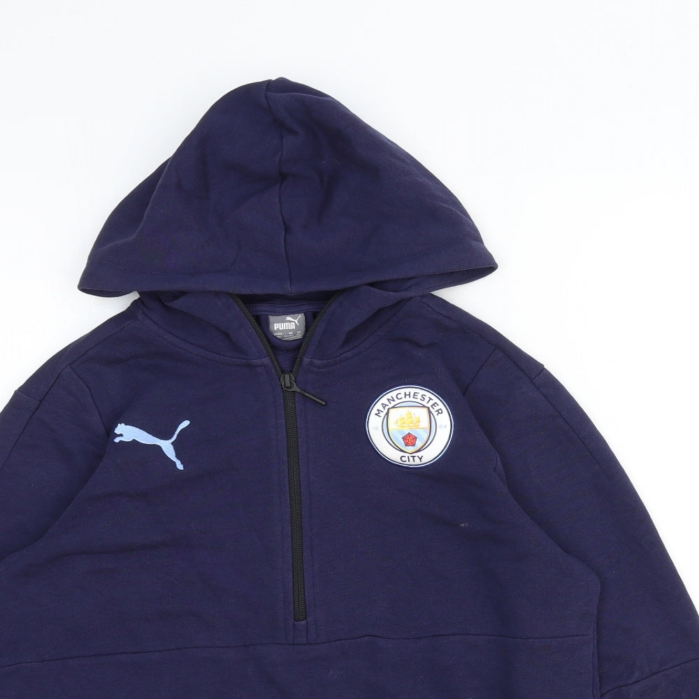 PUMA Boys Blue Cotton Pullover Hoodie Size 13-14 Years Zip