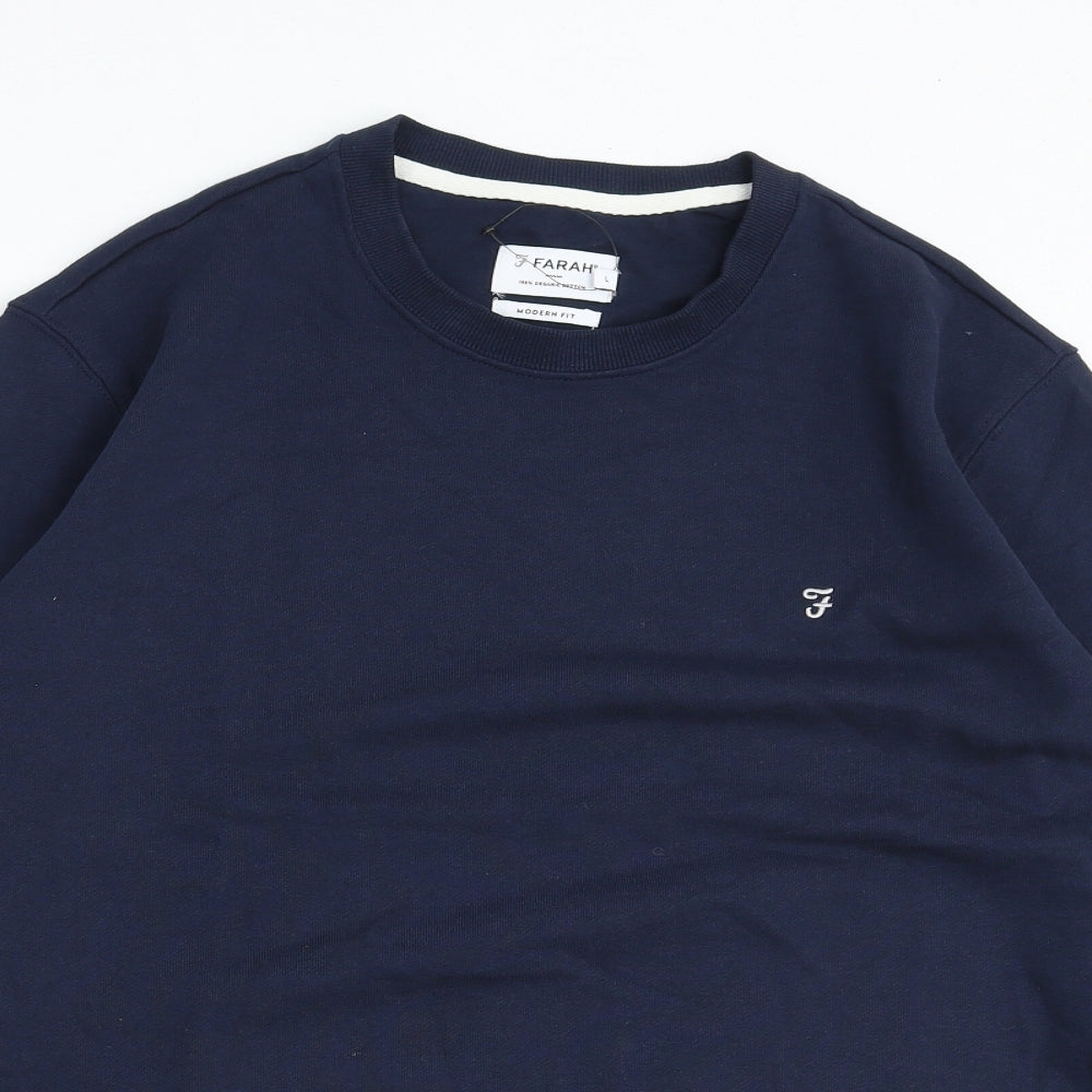 Farah Mens Blue Cotton Pullover Sweatshirt Size L