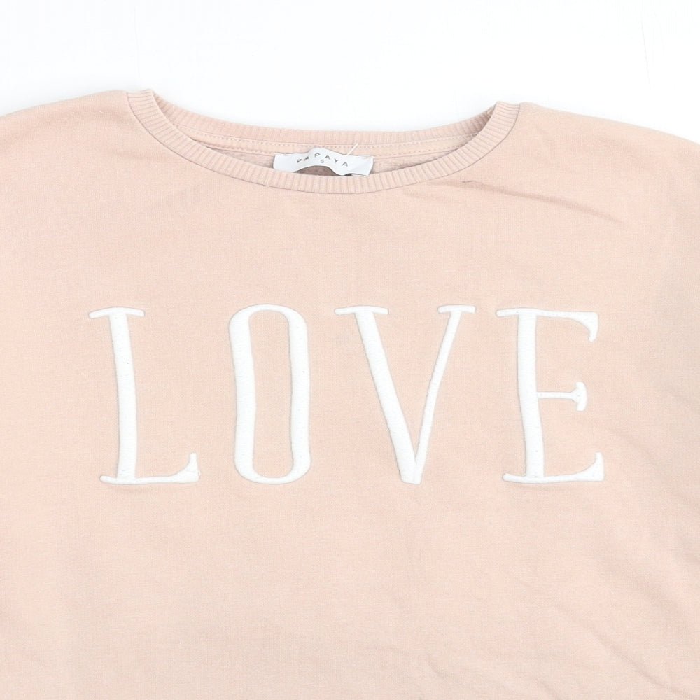 Papaya Womens Pink Cotton Pullover Sweatshirt Size S Pullover - Love