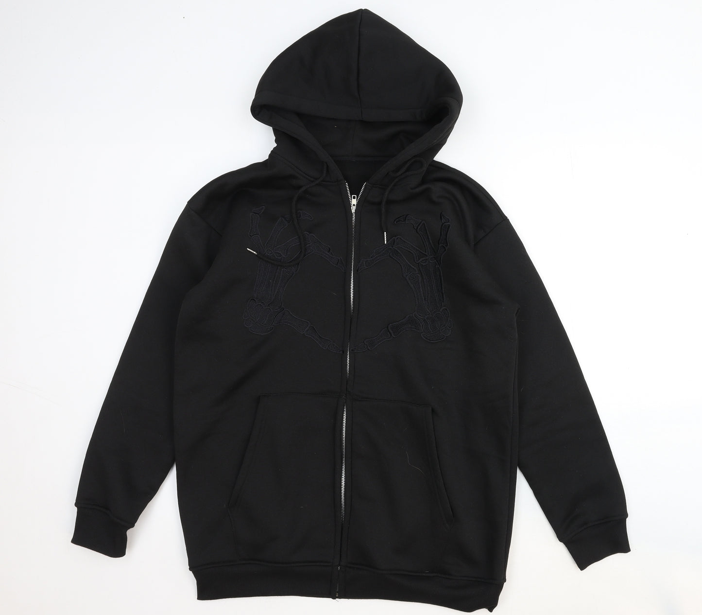 Preworn Mens Black Cotton Henley Hoodie Size M