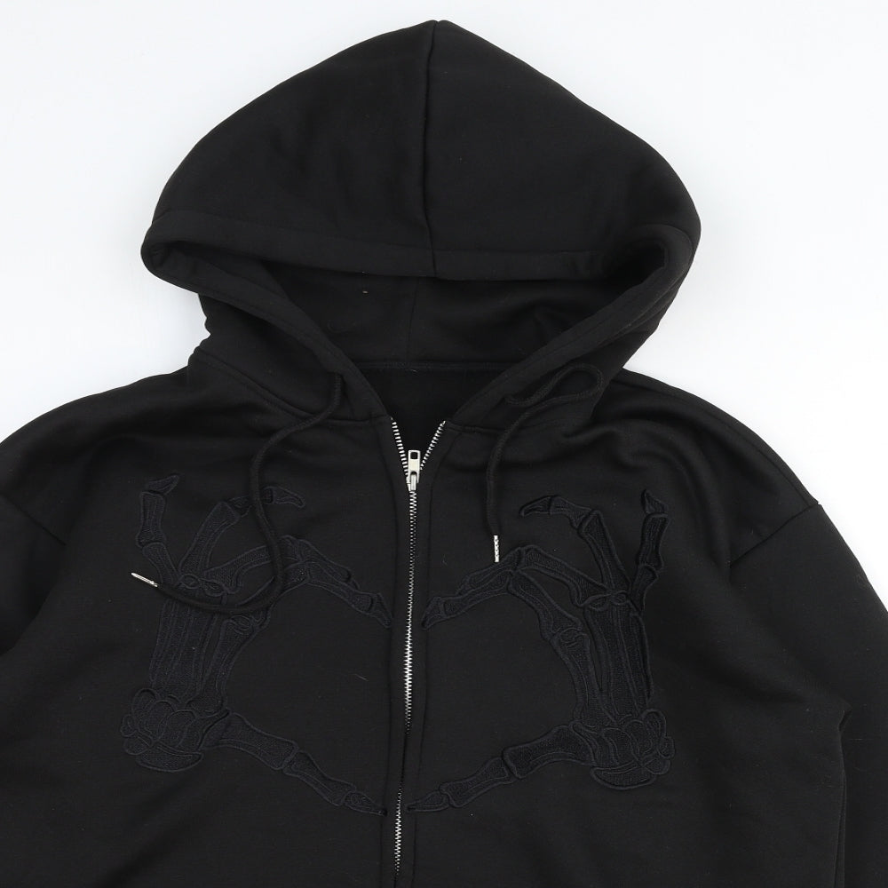 Preworn Mens Black Cotton Henley Hoodie Size M
