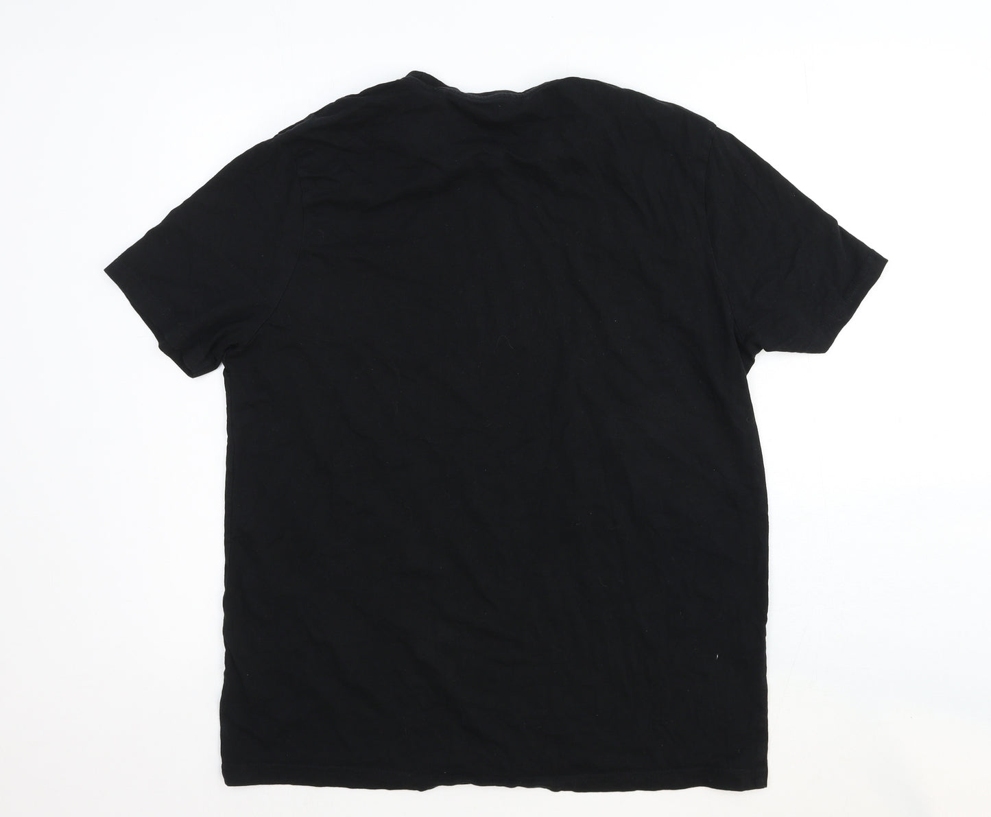 George Mens Black Cotton T-Shirt Size L Round Neck