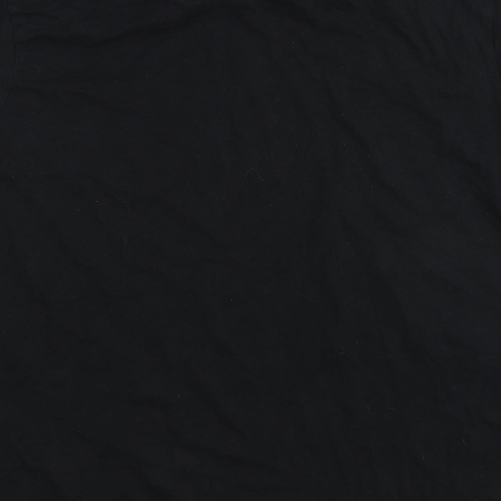 George Mens Black Cotton T-Shirt Size L Round Neck
