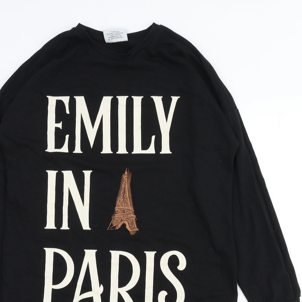 George Womens Black Cotton Pullover Sweatshirt Size 8 Pullover - Emily In Paris