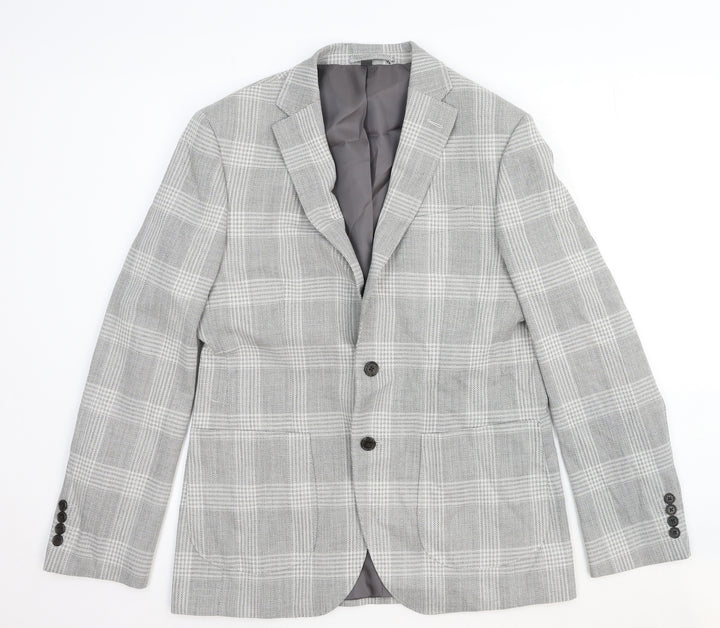 Marks and Spencer Womens Grey Plaid Wool Jacket Blazer Size M
