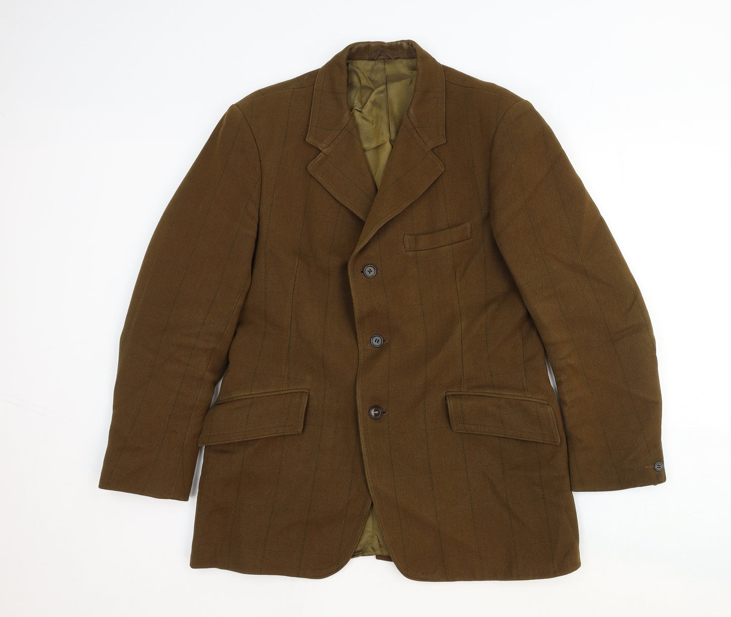 Hammersley Mens Brown Check Wool Jacket Blazer Size 42 Regular