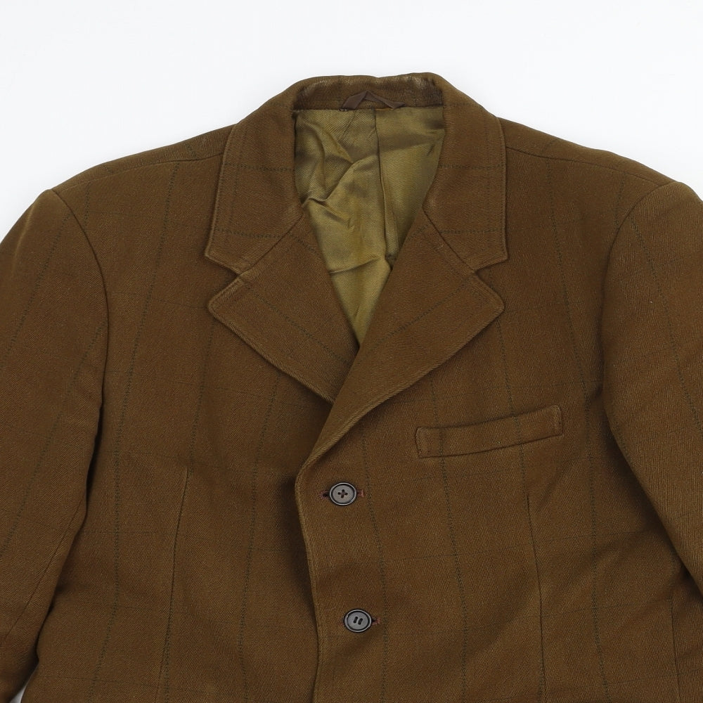 Hammersley Mens Brown Check Wool Jacket Blazer Size 42 Regular