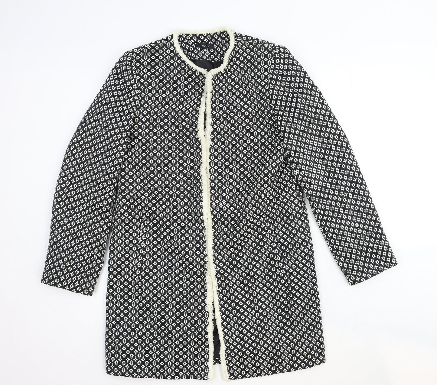 Marks and Spencer Womens Black Geometric Pea Coat Coat Size 8