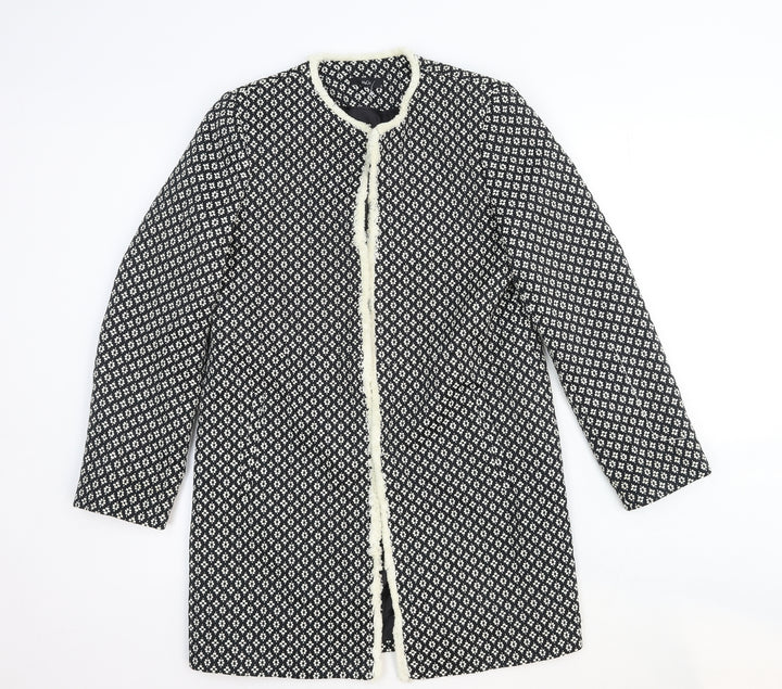 Marks and Spencer Womens Black Geometric Pea Coat Coat Size 8
