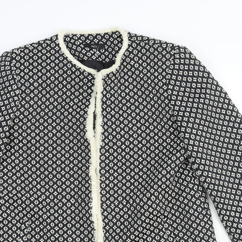 Marks and Spencer Womens Black Geometric Pea Coat Coat Size 8