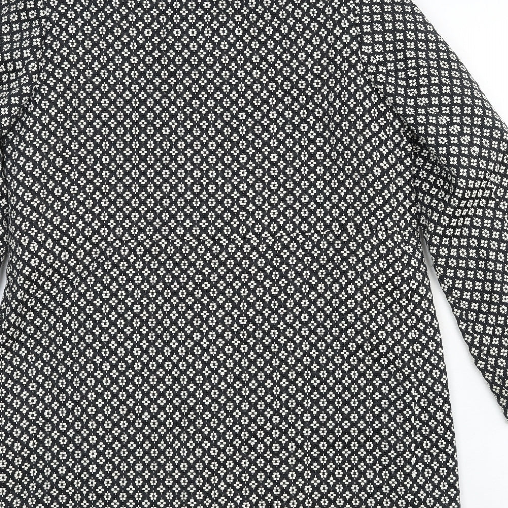Marks and Spencer Womens Black Geometric Pea Coat Coat Size 8
