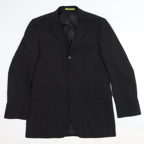 Burton Mens Grey Striped Wool Jacket Suit Jacket Size 40 Regular