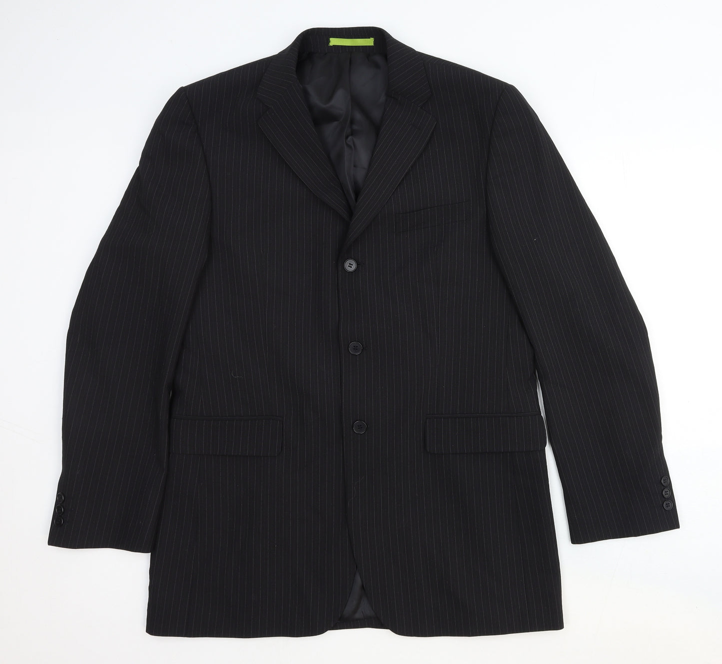 Burton Mens Grey Striped Wool Jacket Suit Jacket Size 40 Regular