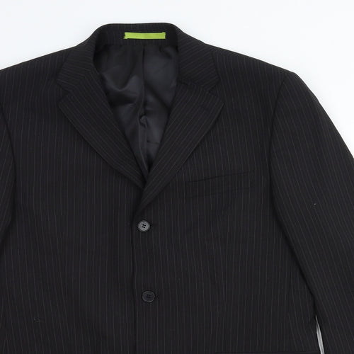 Burton Mens Grey Striped Wool Jacket Suit Jacket Size 40 Regular