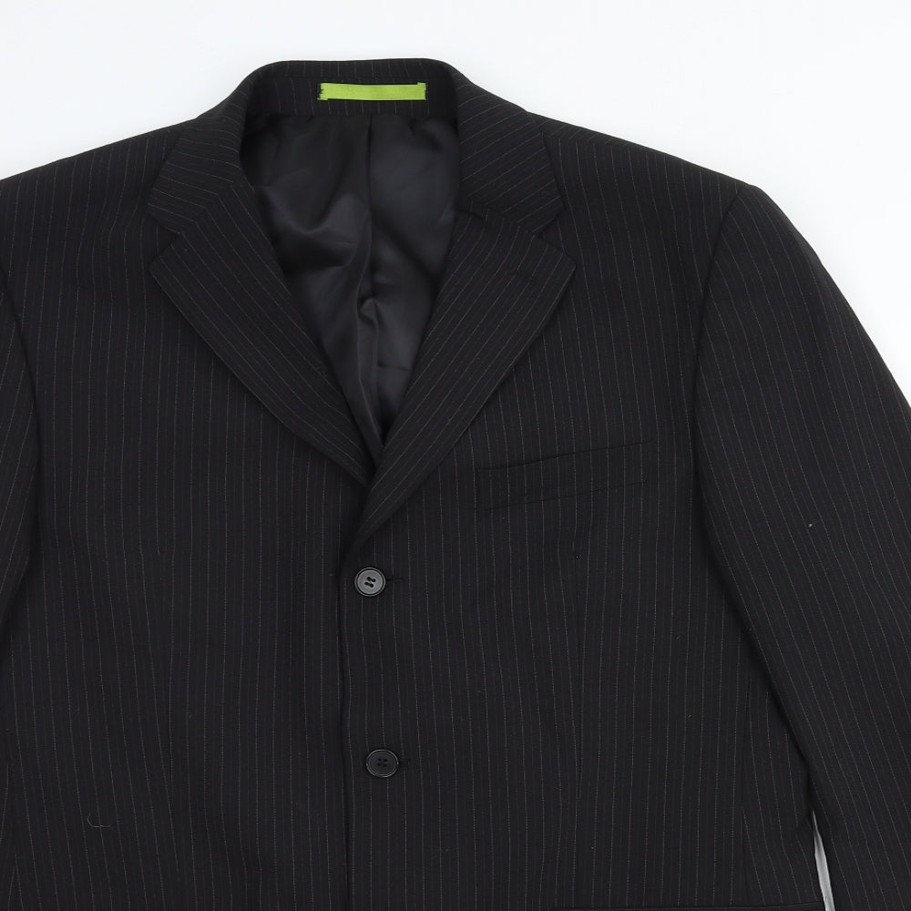 Burton Mens Grey Striped Wool Jacket Suit Jacket Size 40 Regular