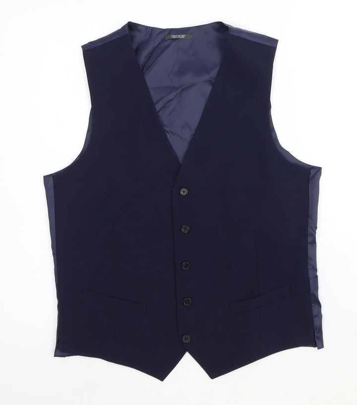 Marks and Spencer Mens Blue Wool Jacket Suit Waistcoat Size 38 Regular