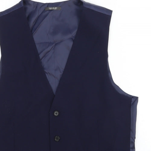 Marks and Spencer Mens Blue Wool Jacket Suit Waistcoat Size 38 Regular