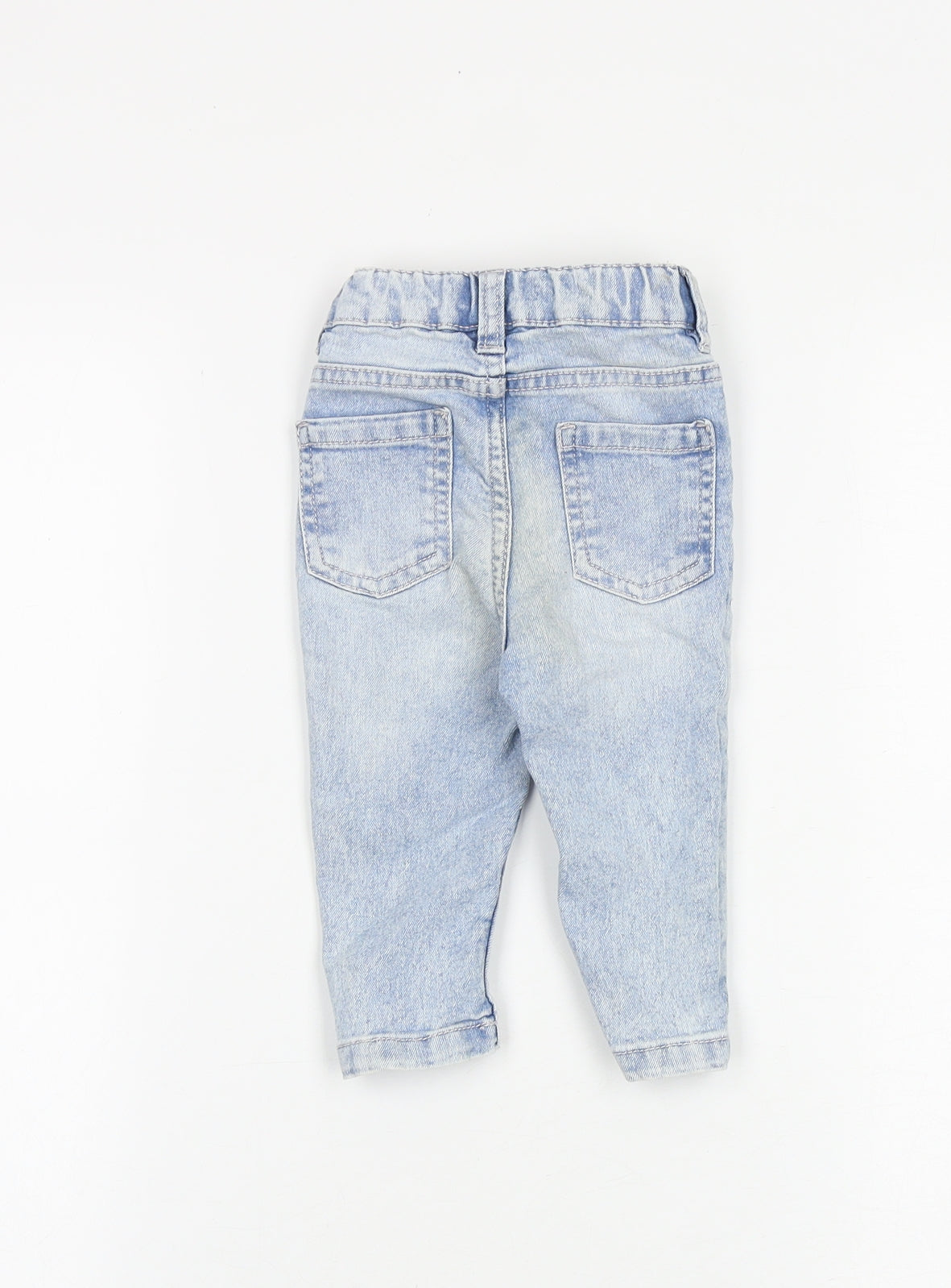 SoCute Baby Blue Cotton Jogger Jeans Size 6-9 Months L50 cm Snap - Floral Detail
