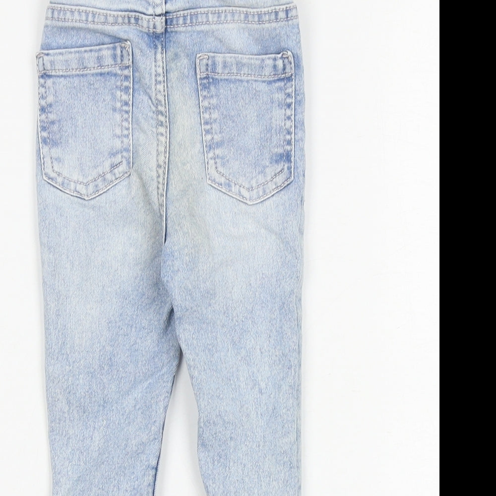 SoCute Baby Blue Cotton Jogger Jeans Size 6-9 Months L50 cm Snap - Floral Detail