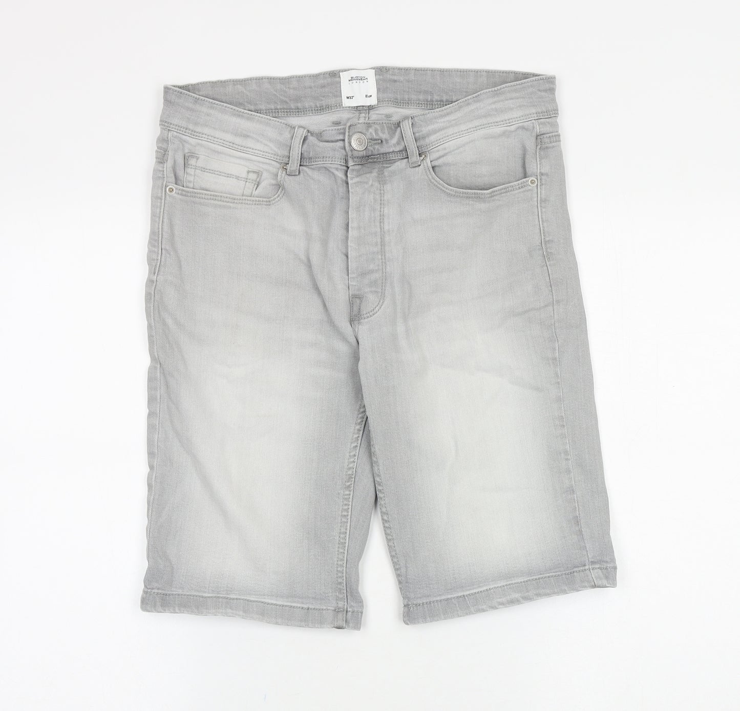 Burton Mens Grey Cotton Biker Shorts Size 34 in Regular Zip
