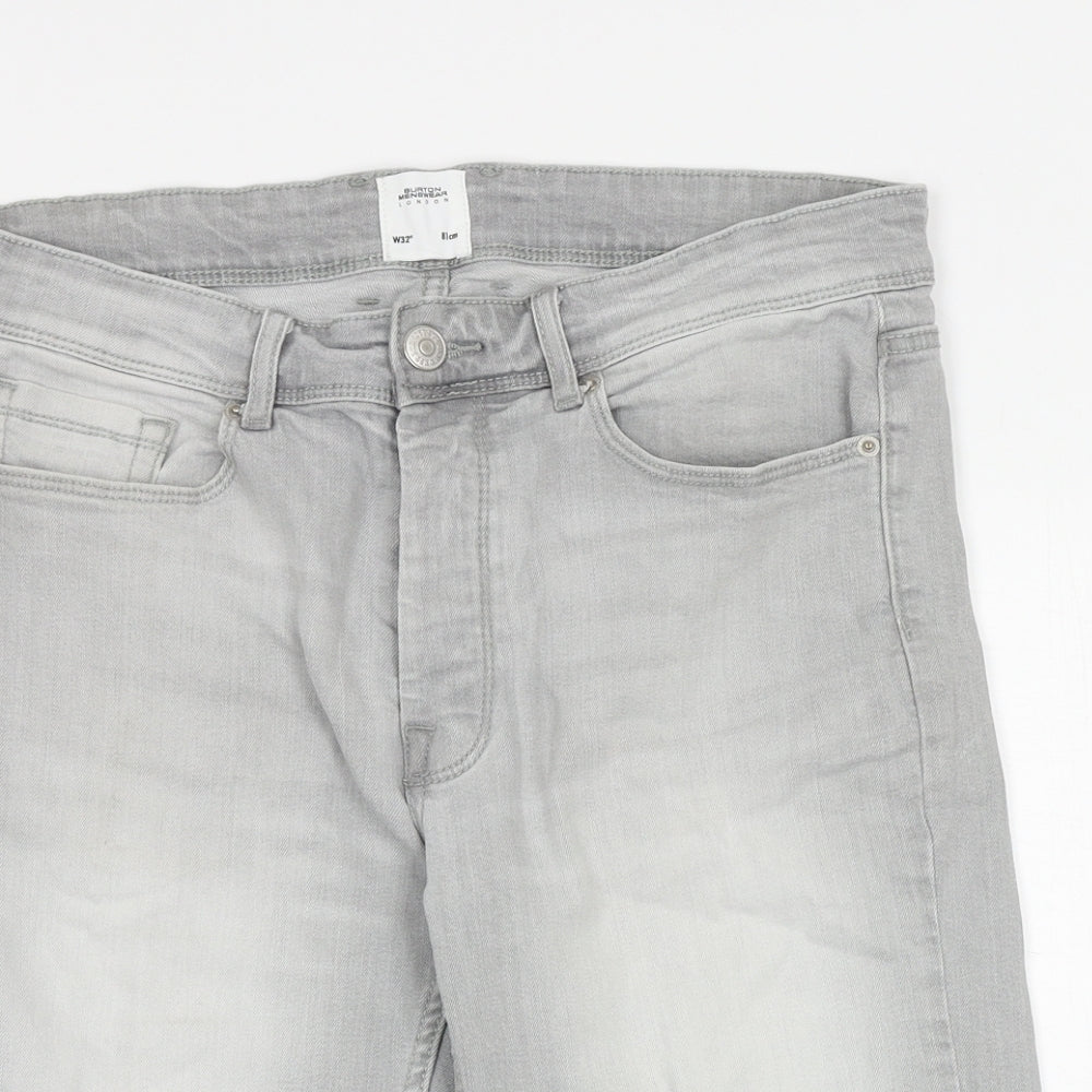 Burton Mens Grey Cotton Biker Shorts Size 34 in Regular Zip