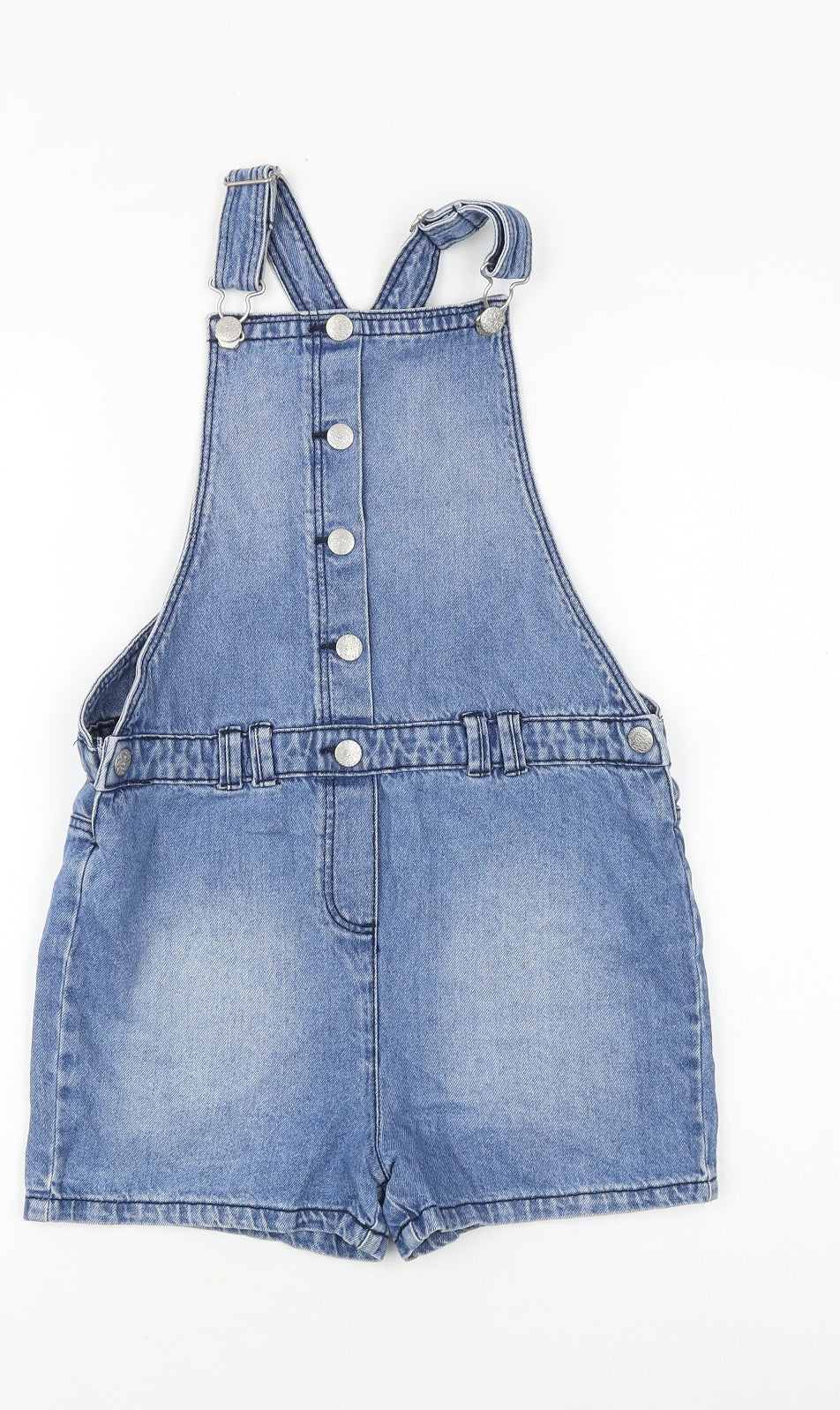 Nutmeg Girls Blue Cotton Dungaree One-Piece Size 11-12 Years Snap