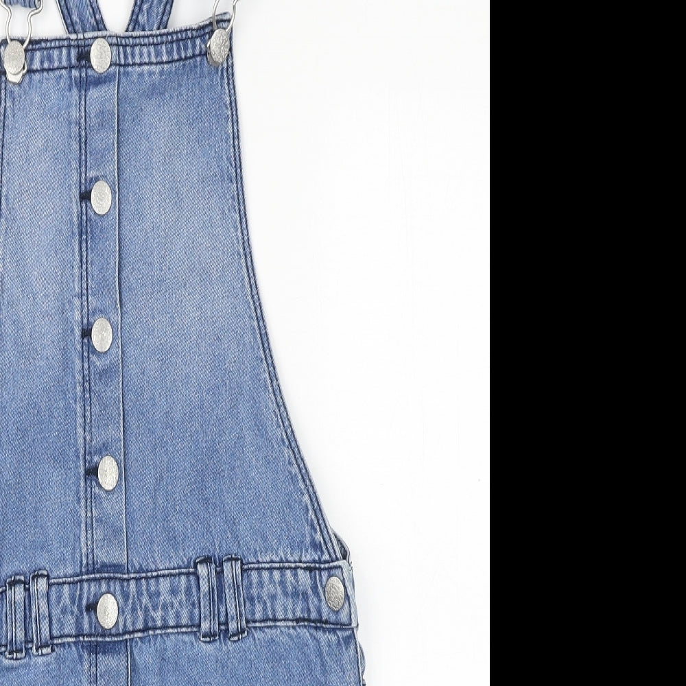 Nutmeg Girls Blue Cotton Dungaree One-Piece Size 11-12 Years Snap