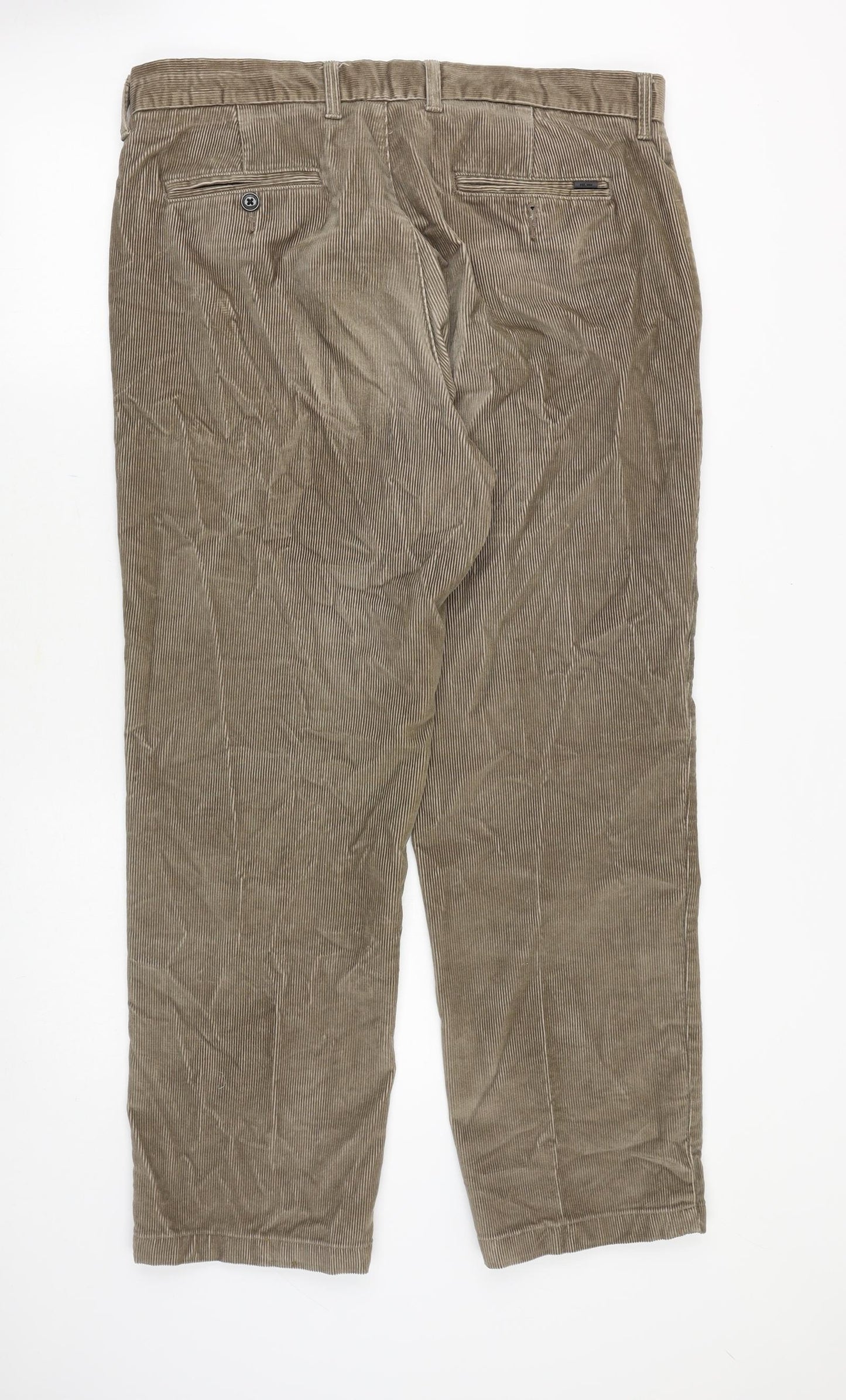 Marks and Spencer Mens Brown Cotton Trousers Size 36 in Regular Zip