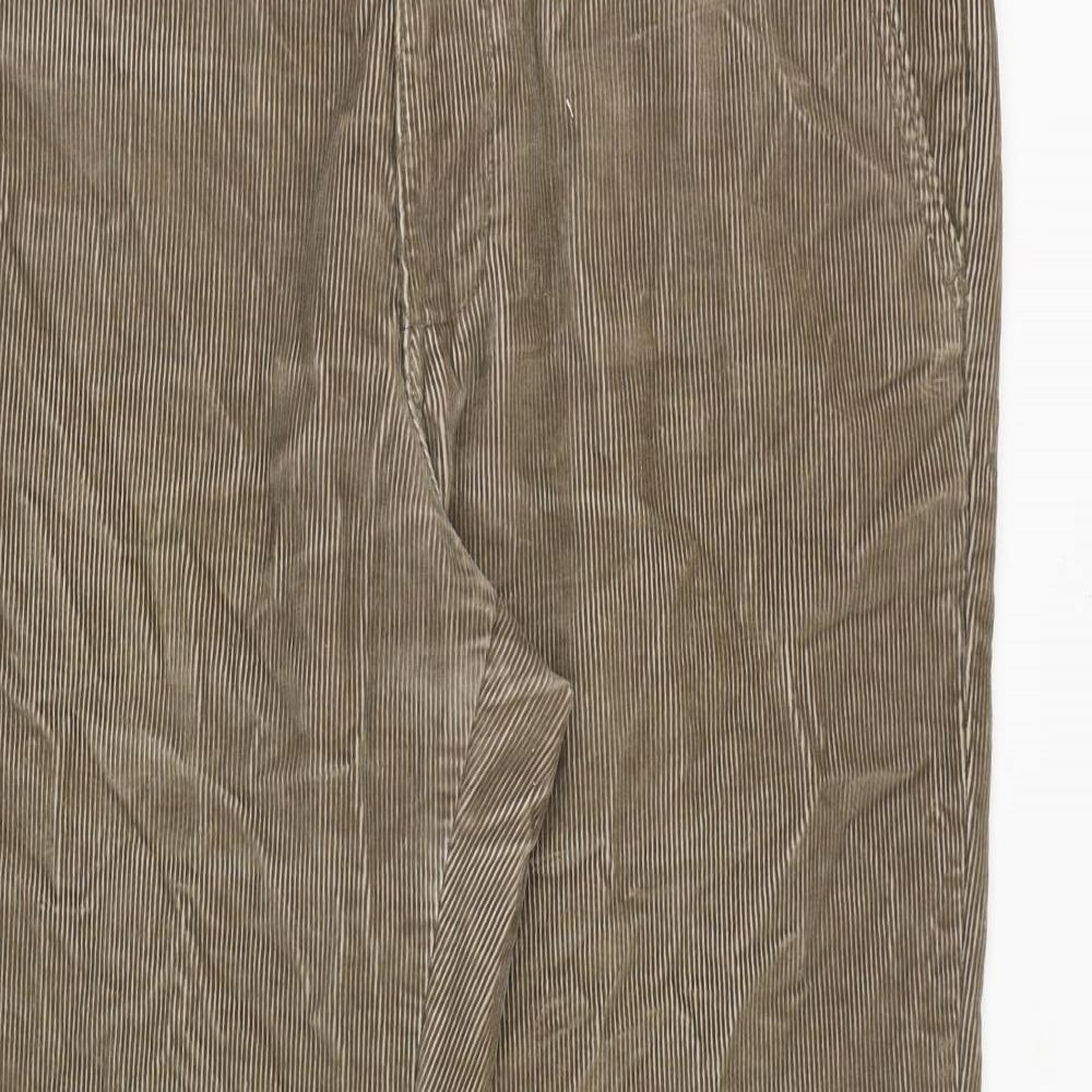 Marks and Spencer Mens Brown Cotton Trousers Size 36 in Regular Zip